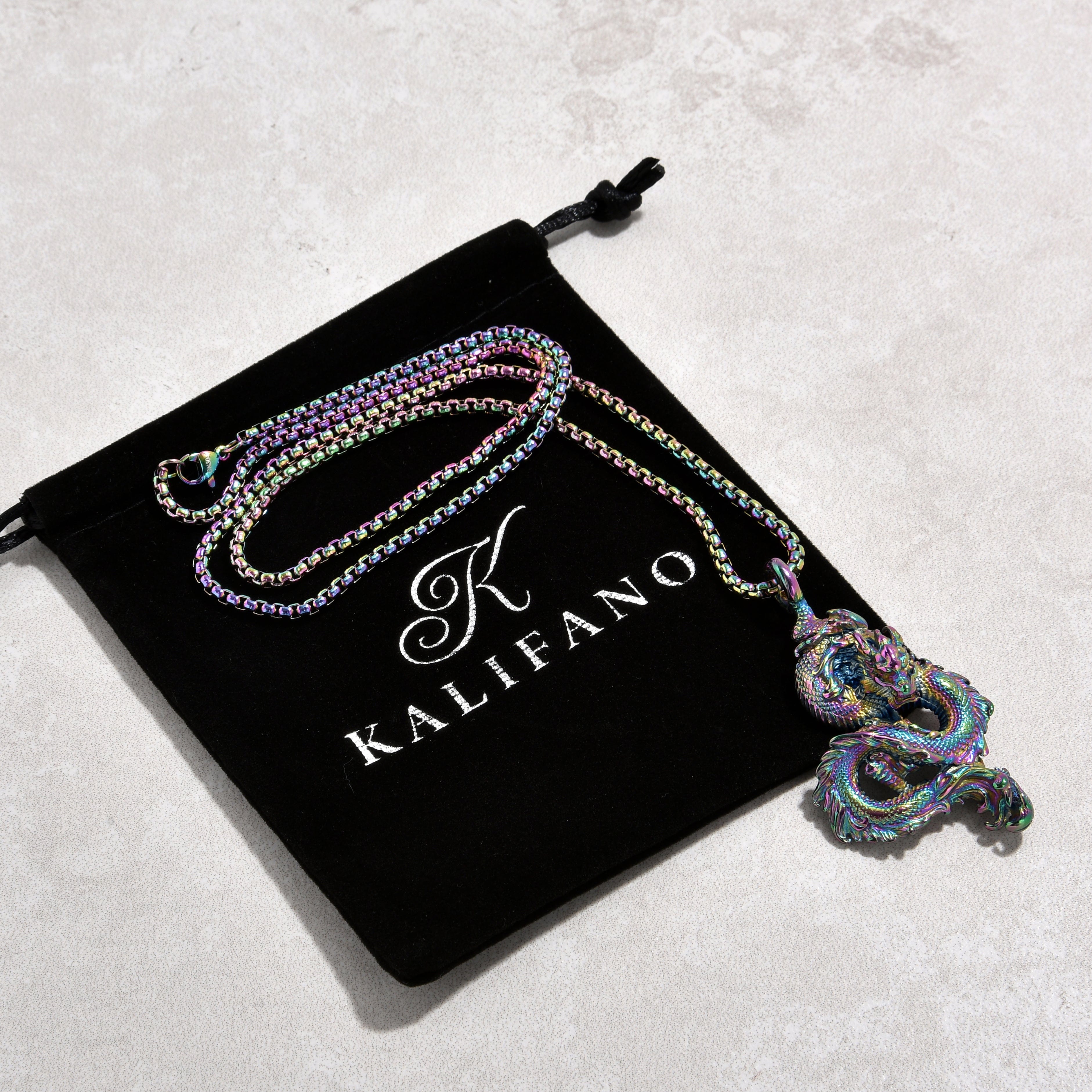 Kalifano Steel Hearts Jewelry Aurora Borealis Dragon Steel Hearts Necklace SHN516-AB