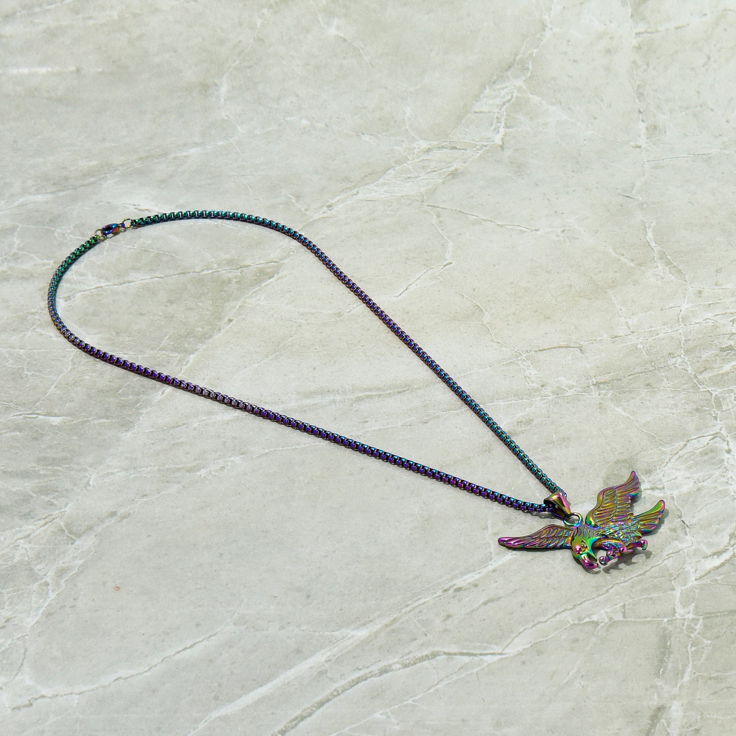 Kalifano Steel Hearts Jewelry Aurora Borealis Eagle Steel Hearts Necklace SHN508-AB