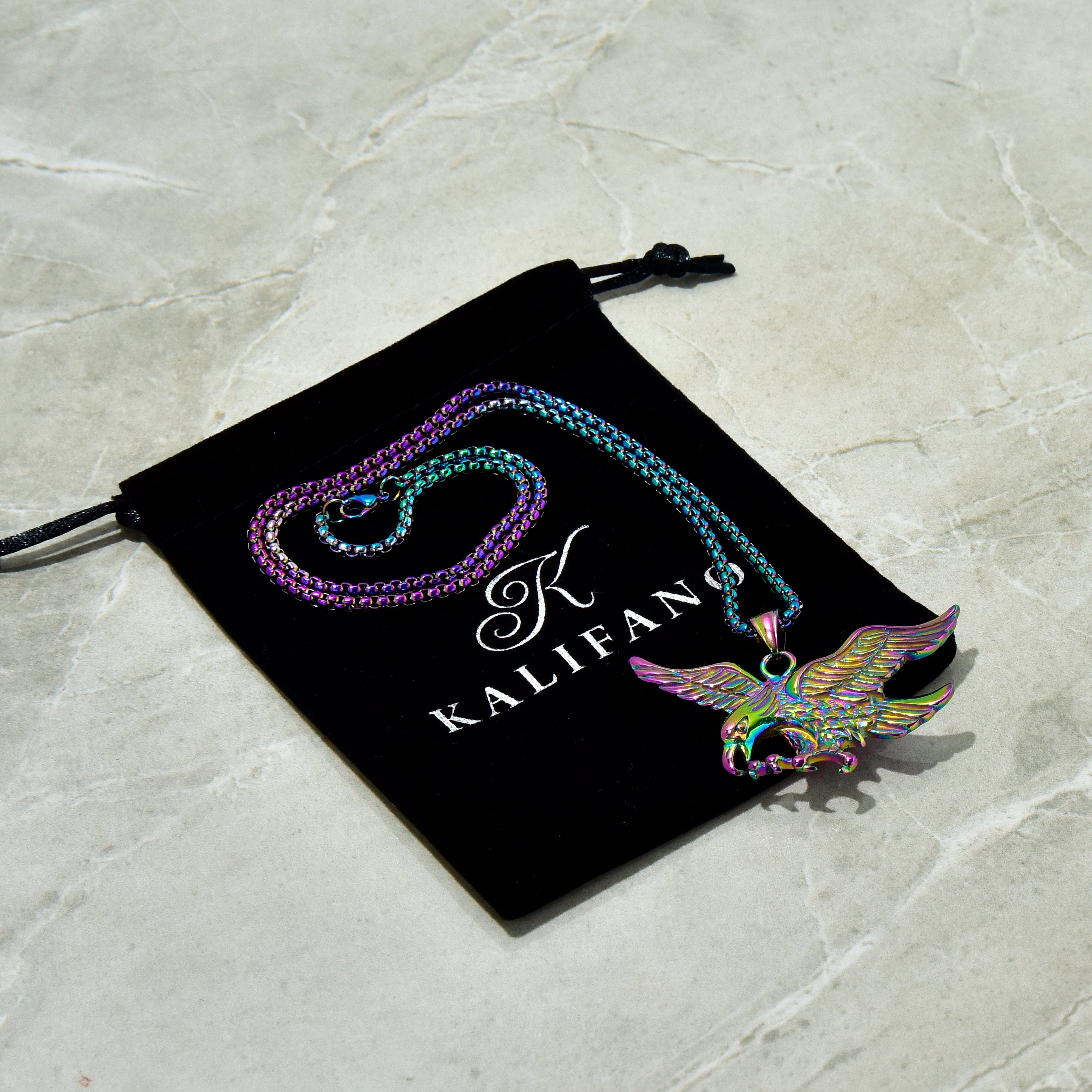 Kalifano Steel Hearts Jewelry Aurora Borealis Eagle Steel Hearts Necklace SHN508-AB