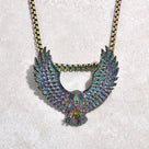 Aurora Borealis Eagle Steel Hearts Necklace