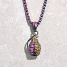 Aurora Borealis Grenade Steel Hearts Necklace