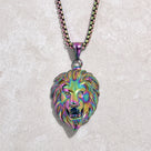 Aurora Borealis Lion Steel Hearts Necklace