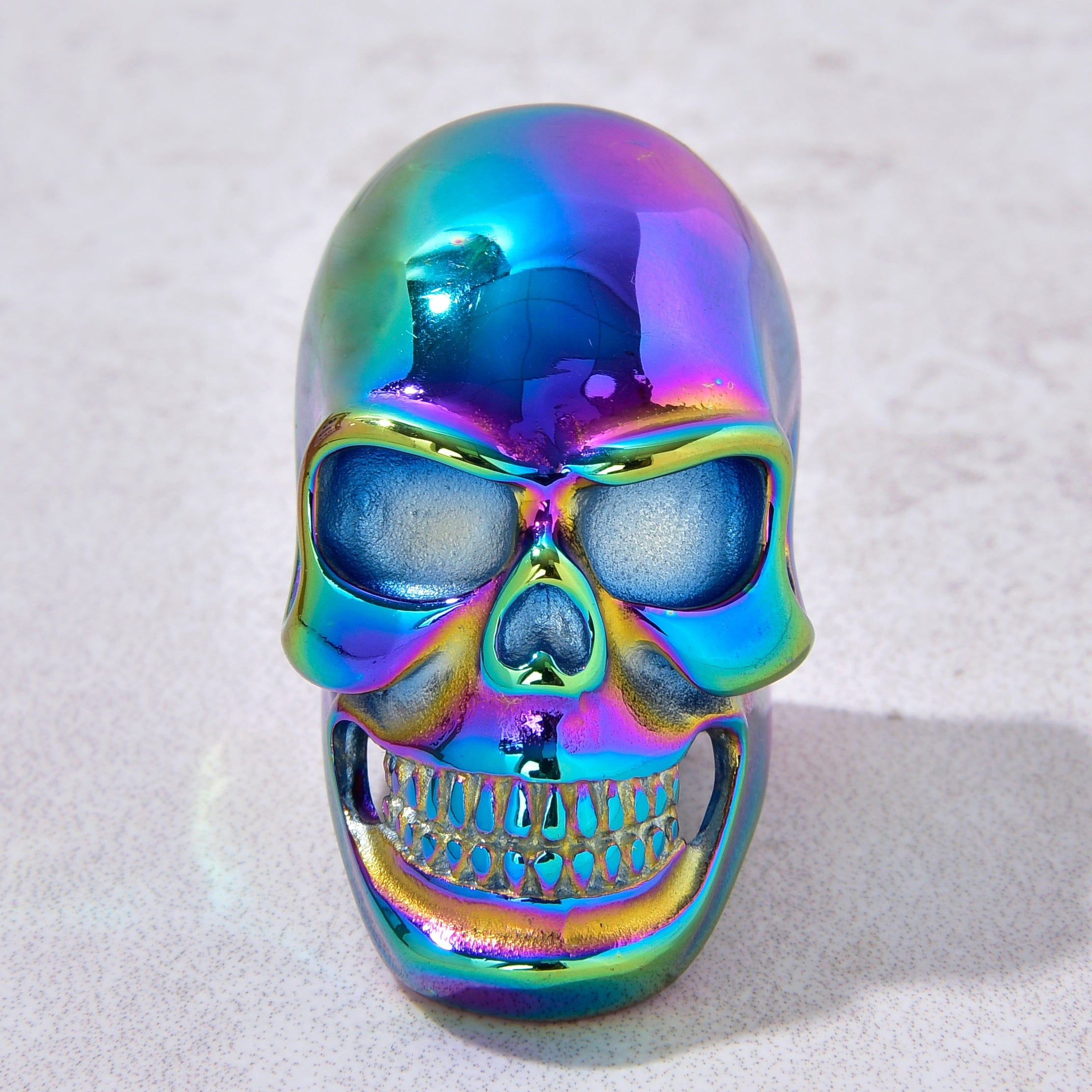 Kalifano Steel Hearts Jewelry Aurora Borealis Skull Steel Hearts Ring