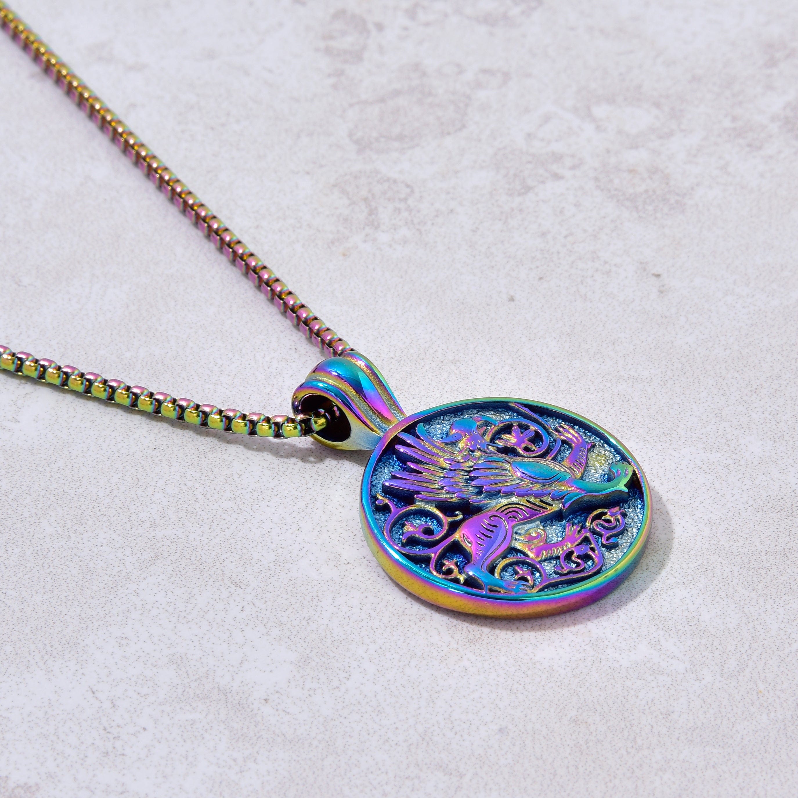 Kalifano Steel Hearts Jewelry Aurora Borealis Steel Hearts Necklace SHN534-AB