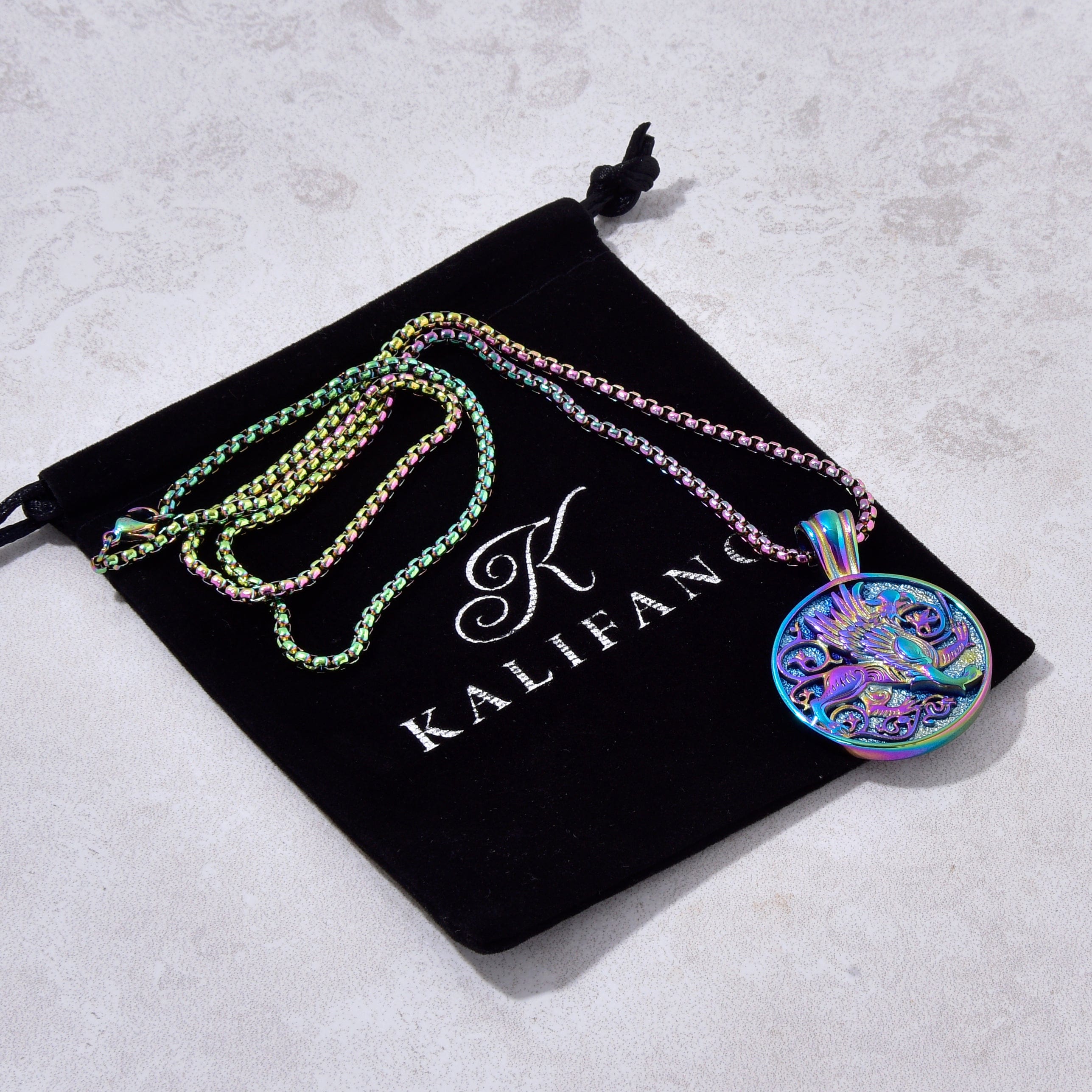 Kalifano Steel Hearts Jewelry Aurora Borealis Steel Hearts Necklace SHN534-AB