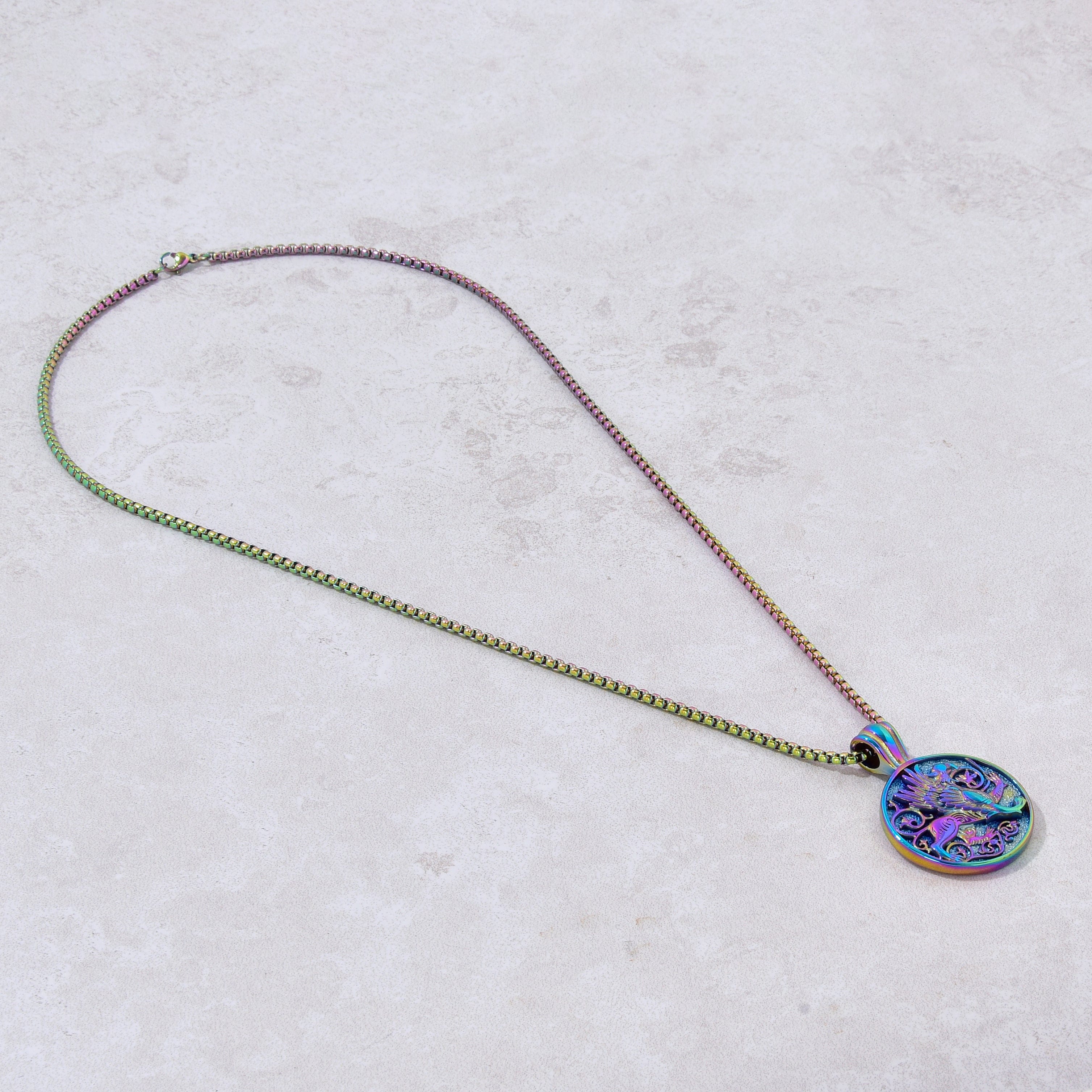 Kalifano Steel Hearts Jewelry Aurora Borealis Steel Hearts Necklace SHN534-AB