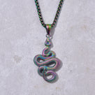 Aurora Borealis Snake Steel Hearts Necklace