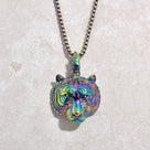 Aurora Borealis Tiger Steel Hearts Necklace