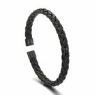 Black Basket Weave Braided Steel Hearts Bracelet