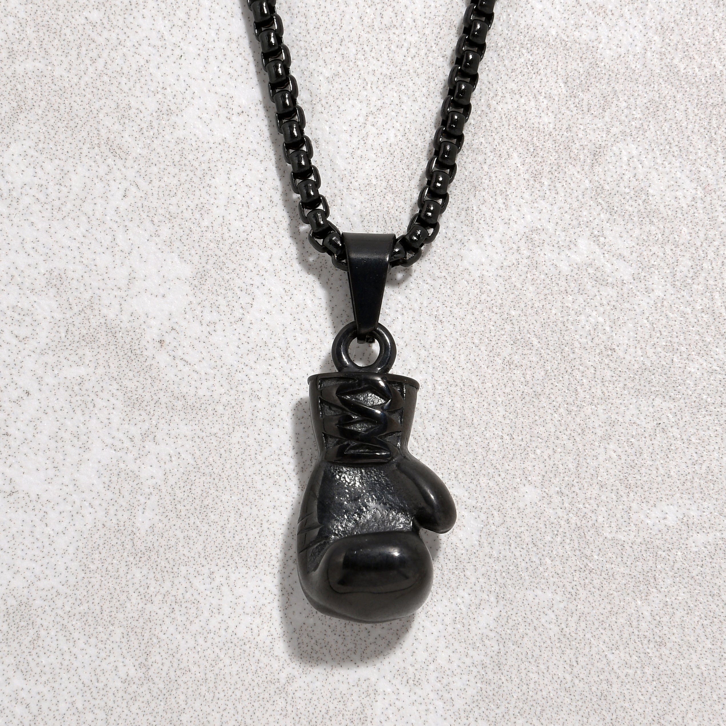 Kalifano Steel Hearts Jewelry Black Boxing Gloves Steel Hearts Necklace SHN531-B