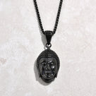 Black Gun Metal Buddha Steel Hearts Necklace