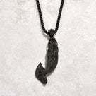 Black Gun Metal Carp Fish Steel Hearts Necklace