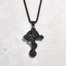 Black Gun Metal Dragon Cross Steel Hearts Necklace