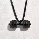 Black Gun Metal Dumbbell Steel Hearts Necklace