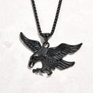 Black Gun Metal Eagle Steel Hearts Necklace
