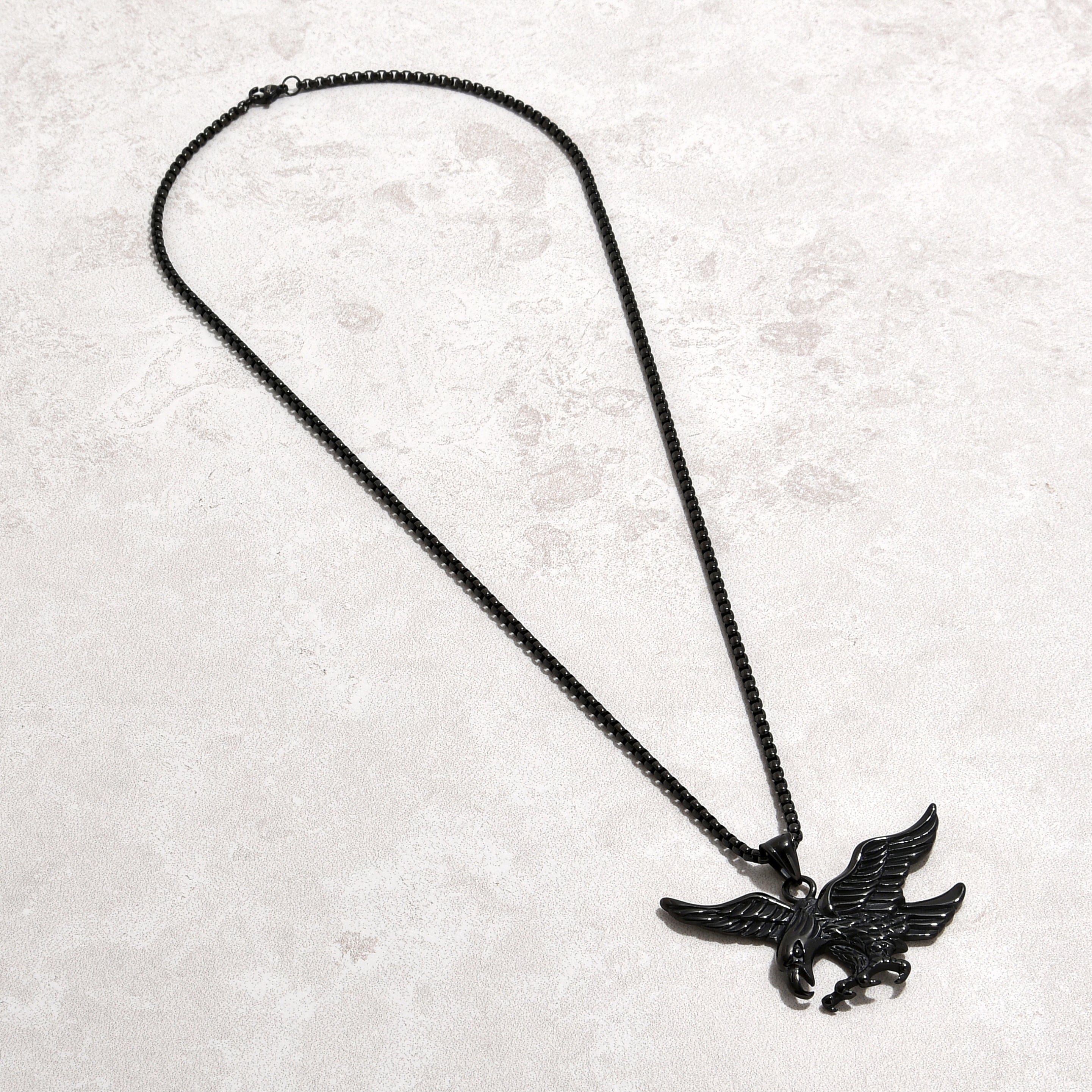 Kalifano Steel Hearts Jewelry Black Eagle Steel Hearts Necklace SHN508-B