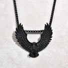 Black Gun Metal Eagle Steel Hearts Necklace