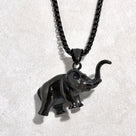 Black Gun Metal Elephant Steel Hearts Necklace