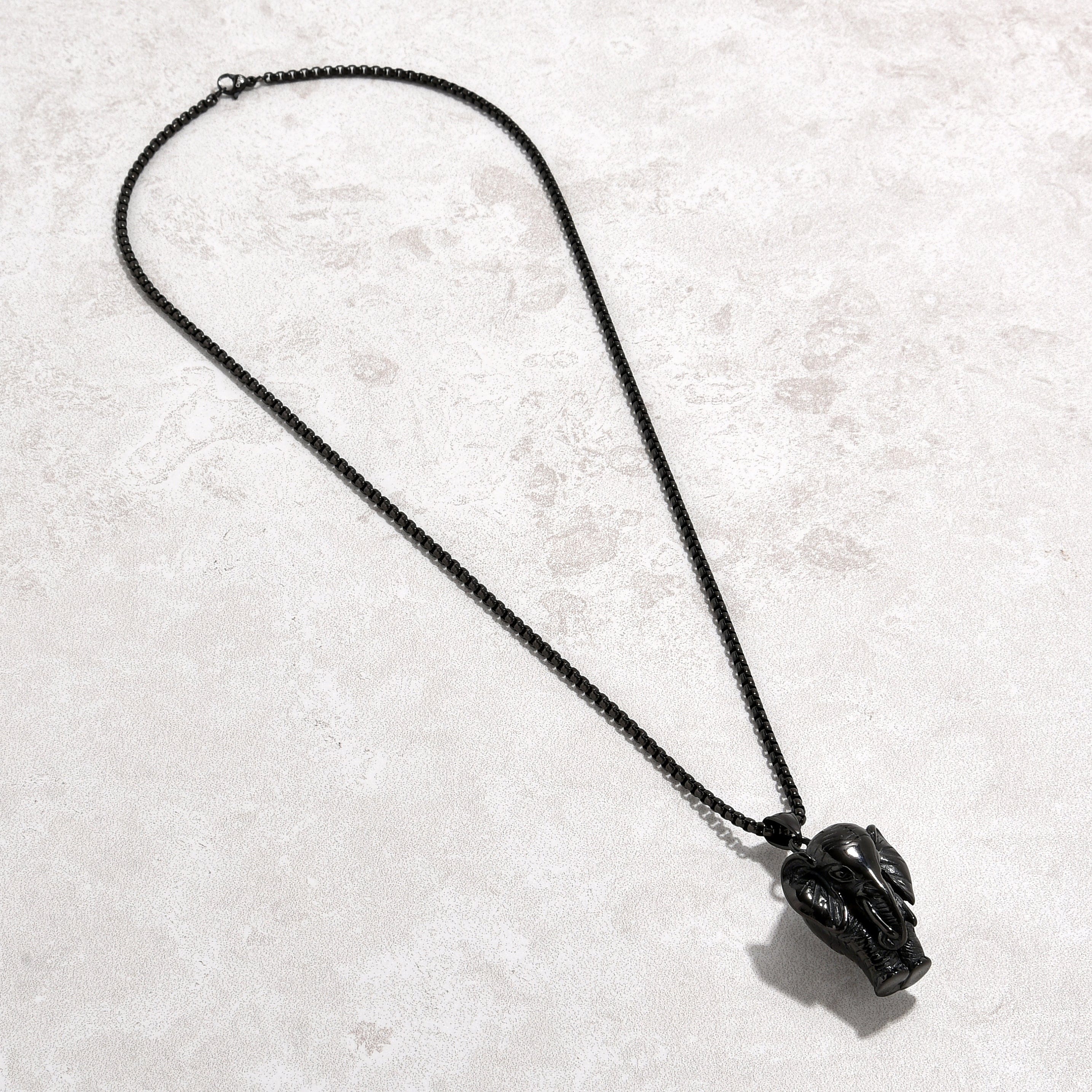Kalifano Steel Hearts Jewelry Black Elephant Steel Hearts Necklace SHN514-B