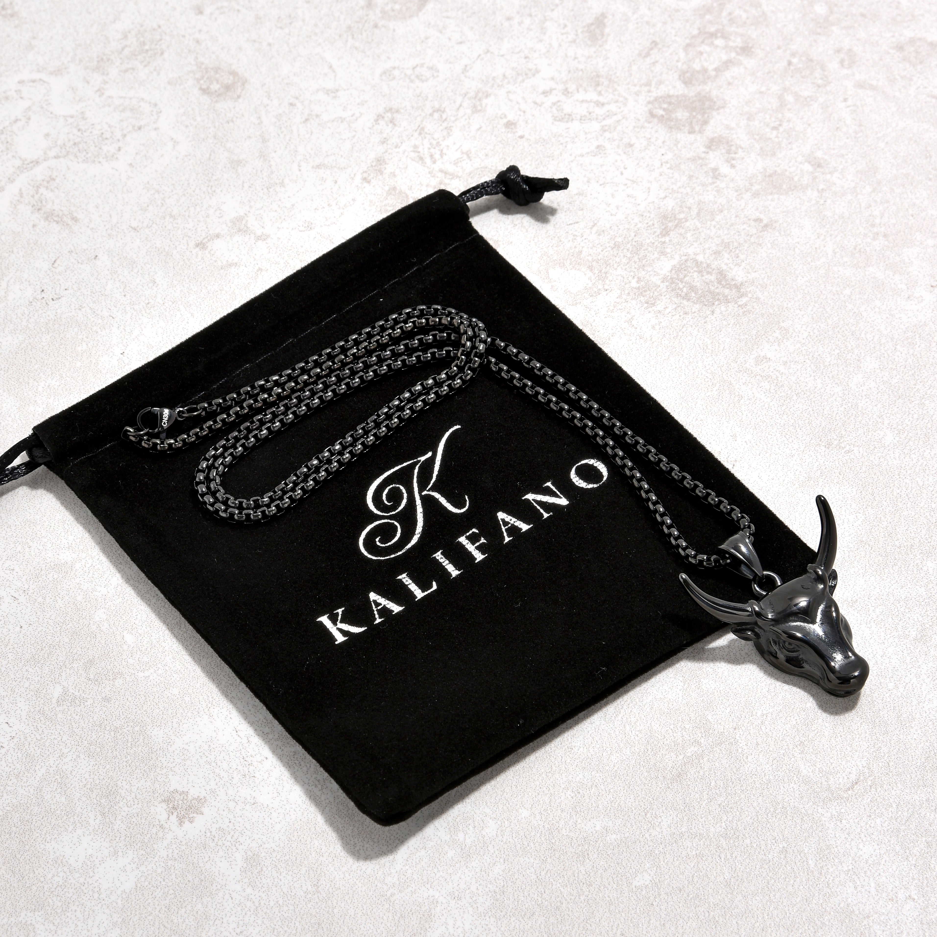 Kalifano Steel Hearts Jewelry Black Gun Metal Bull Head Steel Hearts Necklace SHN517-B