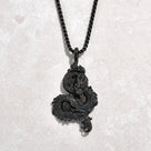 Black Gun Metal Dragon Steel Hearts Necklace