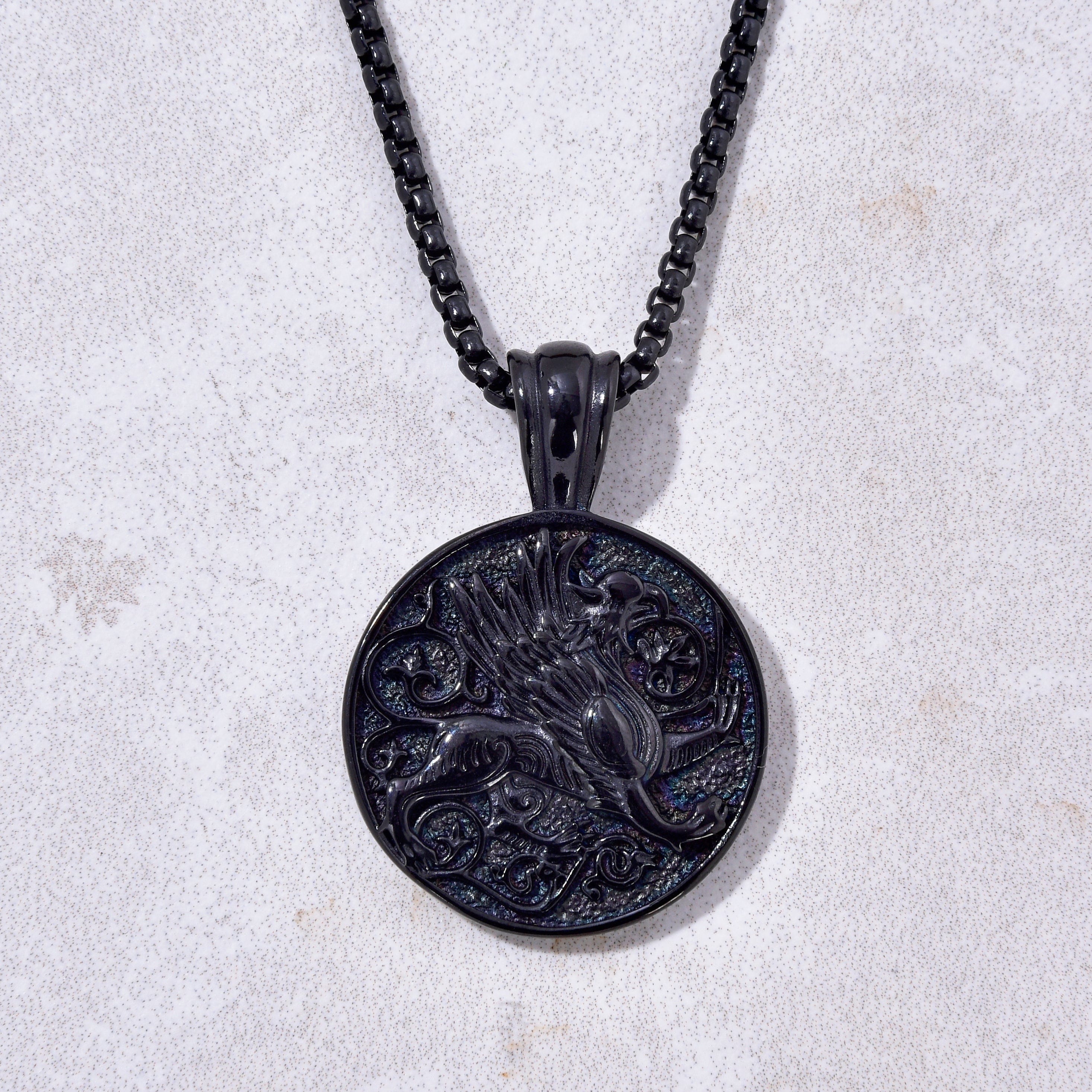 Kalifano Steel Hearts Jewelry Black Gun Metal Steel Hearts Necklace SHN534-B