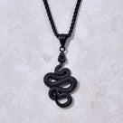 Black Gun Metal Snake Steel Hearts Necklace