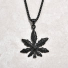Black Gun Metal Hemp Leaf Steel Hearts Necklace