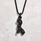 Black Gun Metal Jaguar Steel Hearts Necklace