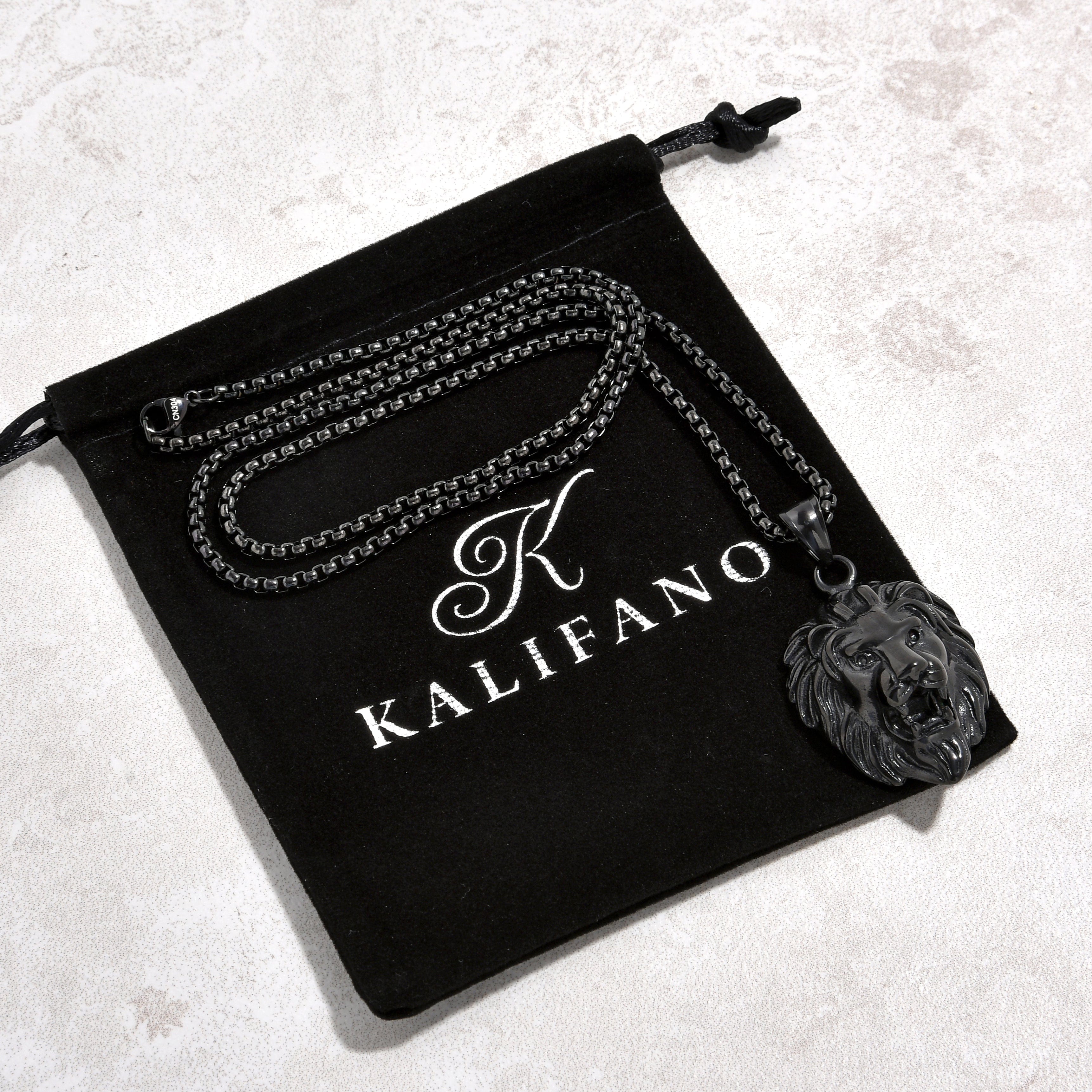 Kalifano Steel Hearts Jewelry Black Lion Steel Hearts Necklace SHN510-B