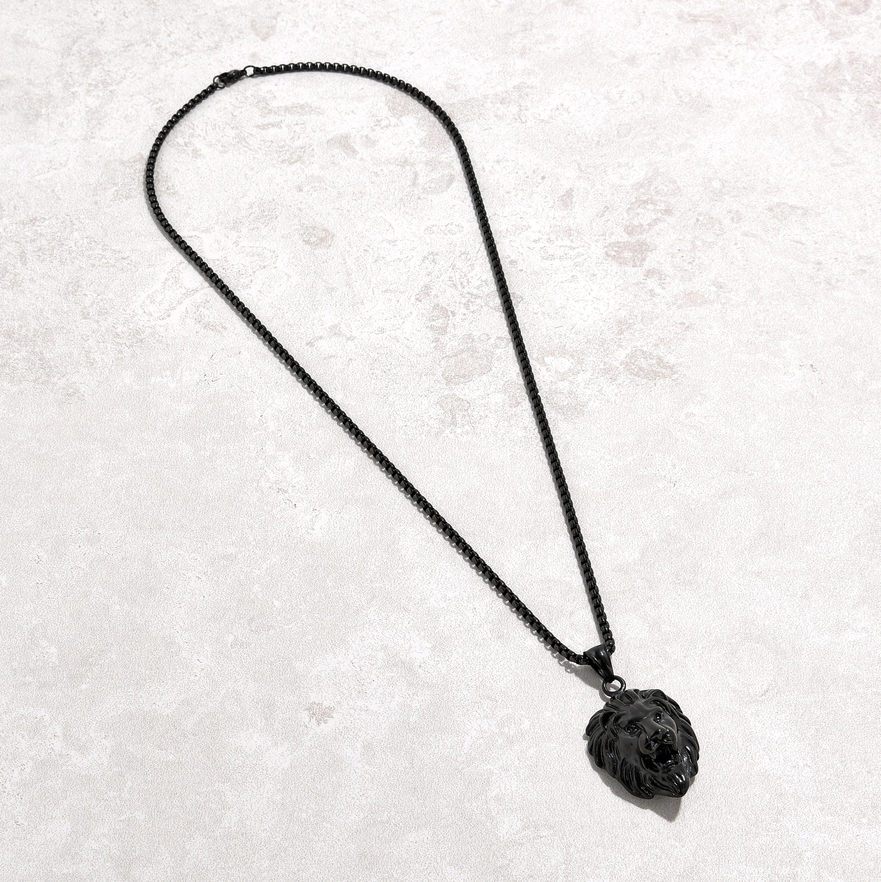Kalifano Steel Hearts Jewelry Black Lion Steel Hearts Necklace SHN510-B