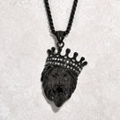 Black Gun Metal Lion Steel Hearts Necklace