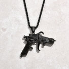 Black Gun Metal Tattoo Gun Steel Hearts Necklace