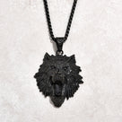 Black Gun Metal Wolf Steel Hearts Necklace