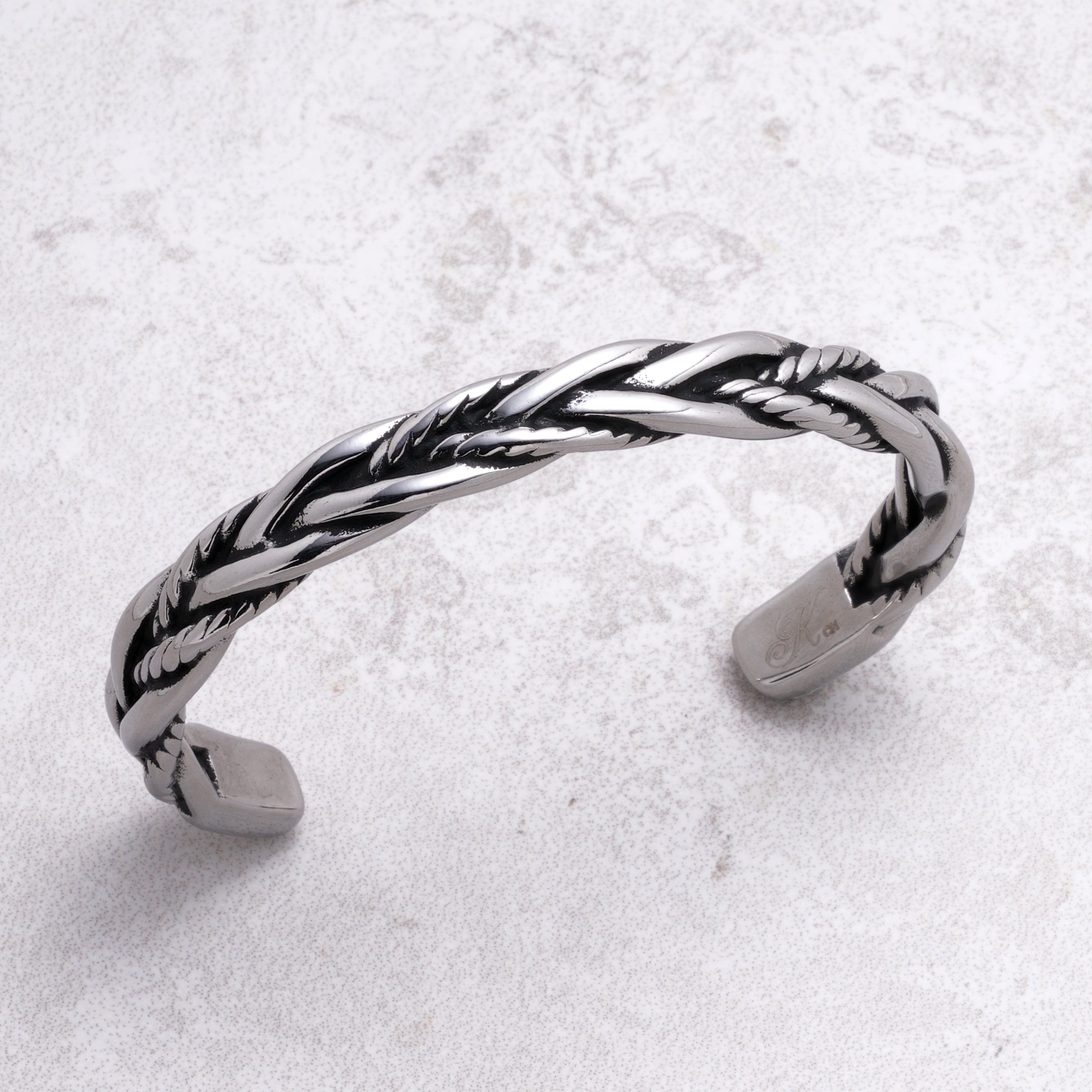 Kalifano Steel Hearts Jewelry Braided Weave Steel Hearts Cuff SHC002-S