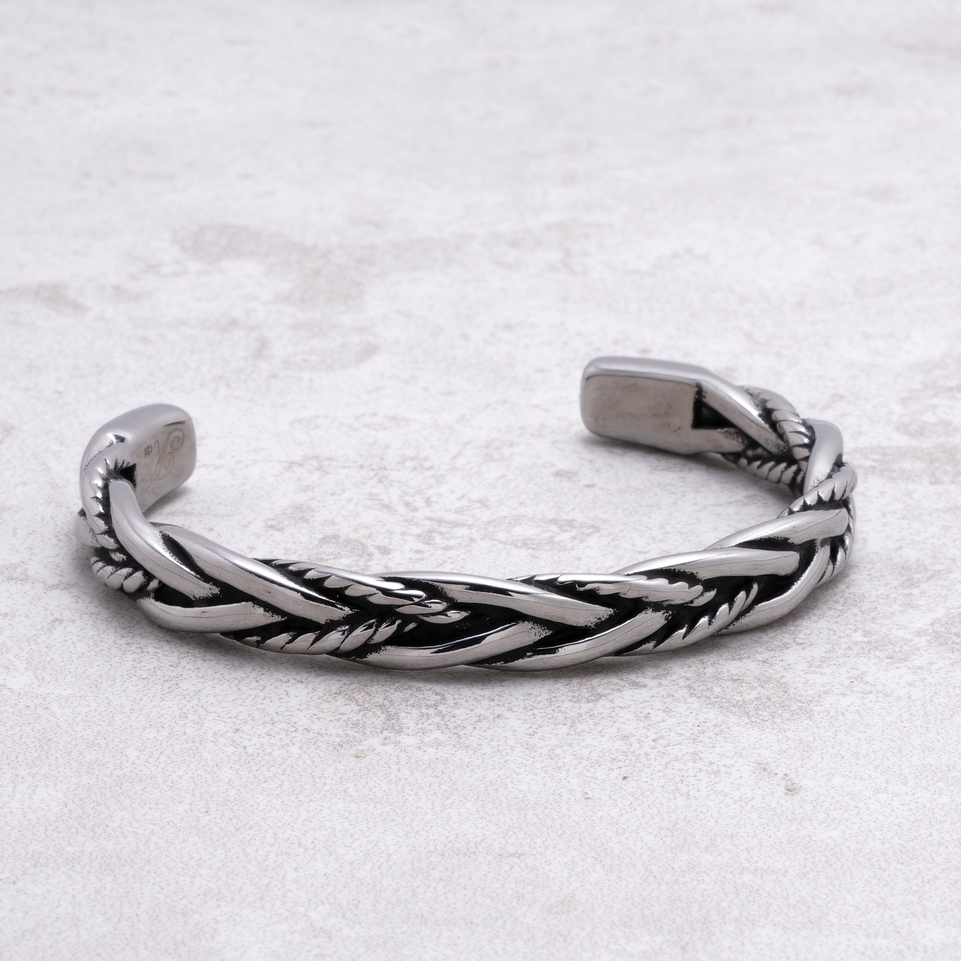 Kalifano Steel Hearts Jewelry Braided Weave Steel Hearts Cuff SHC002-S