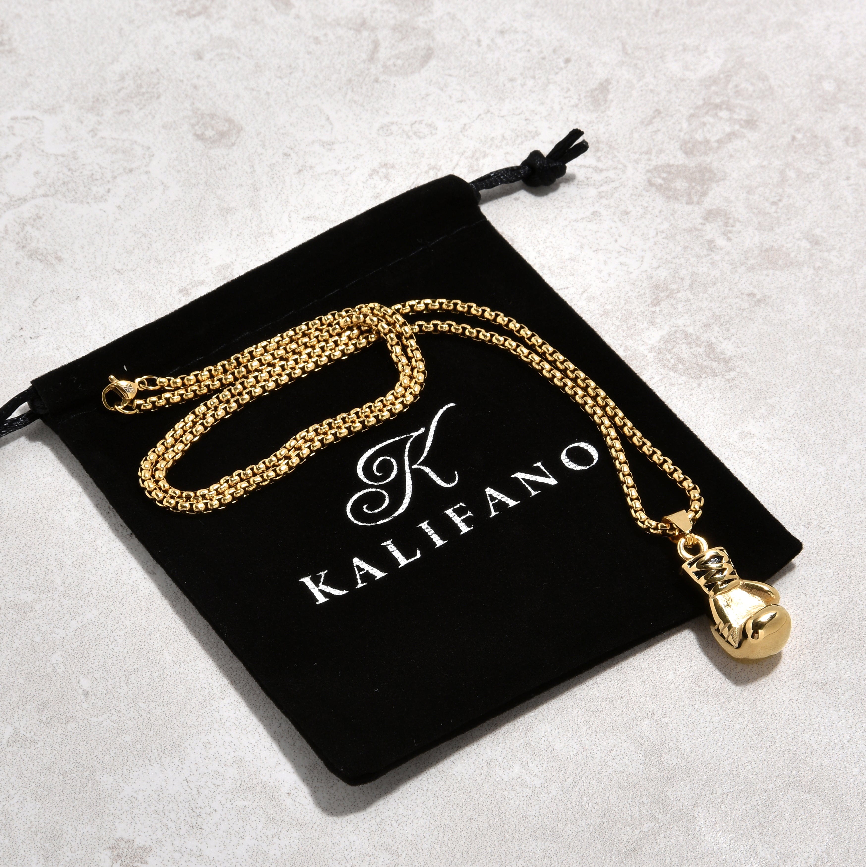 Kalifano Steel Hearts Jewelry Gold Boxing Gloves Steel Hearts Necklace SHN531-G