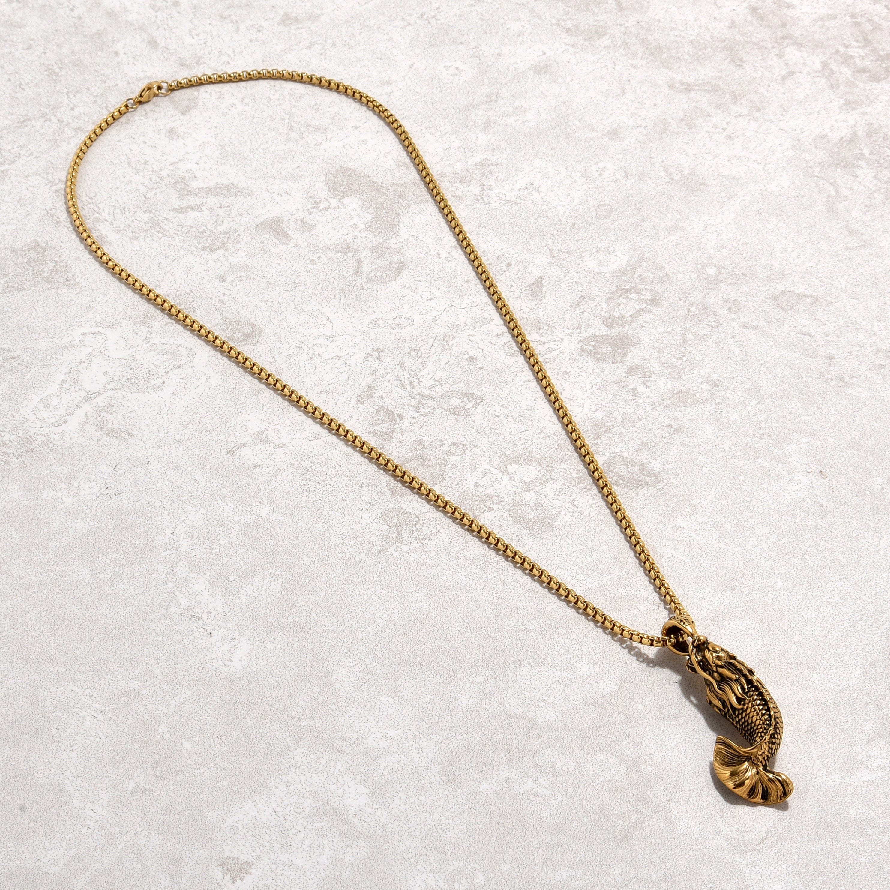 Kalifano Steel Hearts Jewelry Gold Carp Fish Steel Hearts Necklace SHN507-G