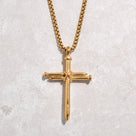 Gold Cross Steel Hearts Necklace