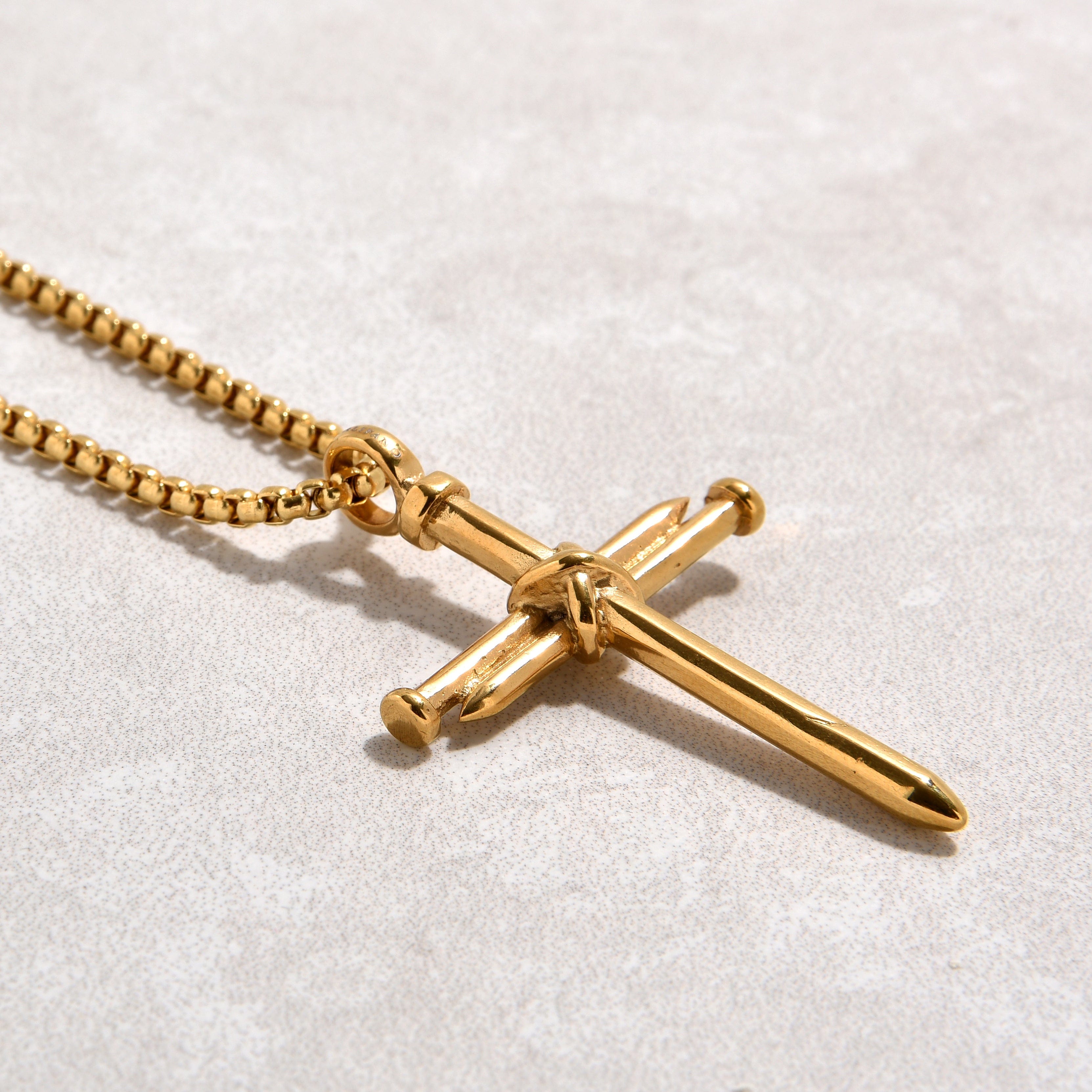 Kalifano Steel Hearts Jewelry Gold Cross Steel Hearts Necklace SHN502-G