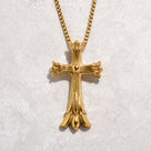 Gold Cross Steel Hearts Necklace
