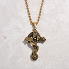 Gold Dragon Cross Steel Hearts Necklace