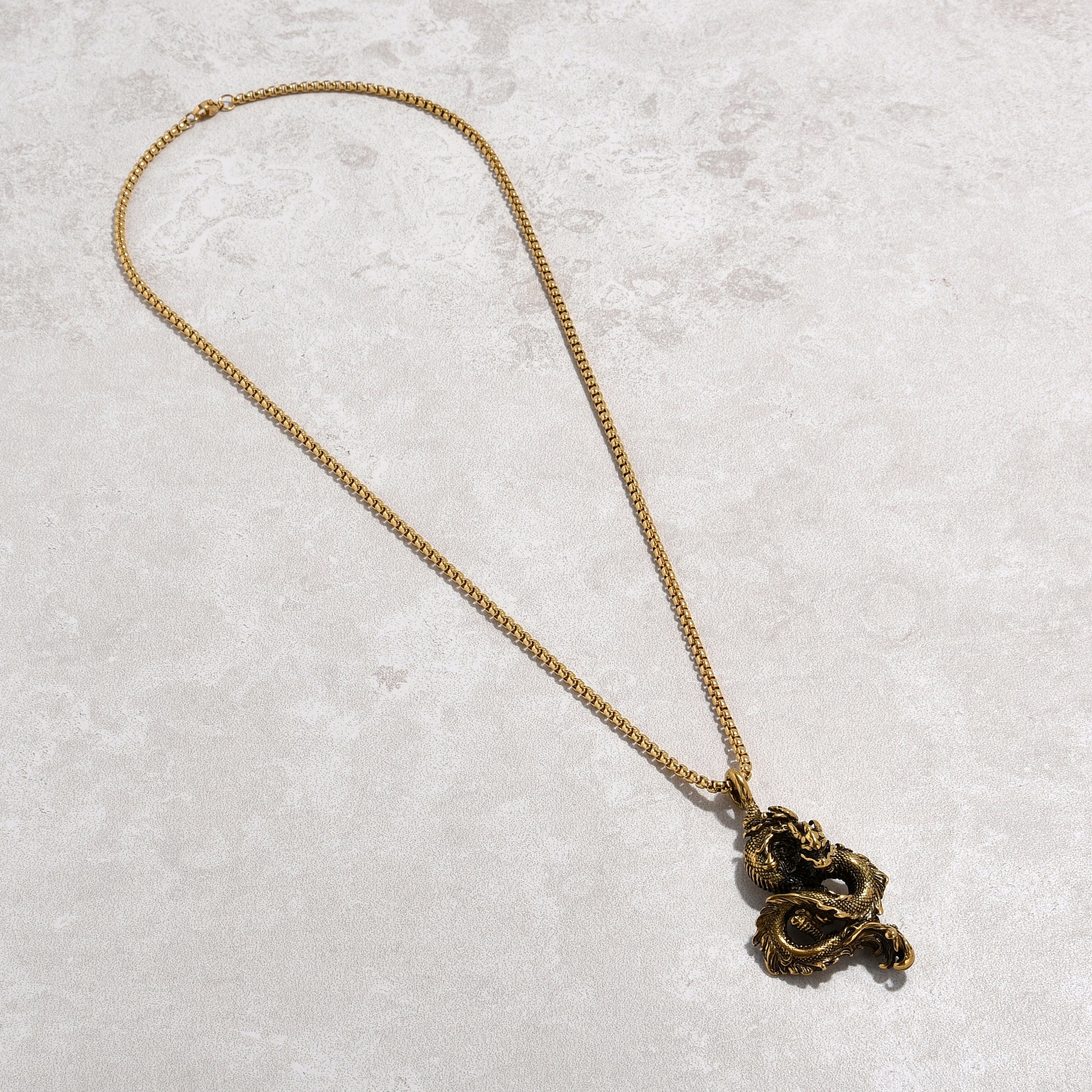 Kalifano Steel Hearts Jewelry Gold Dragon Steel Hearts Necklace SHN516-G