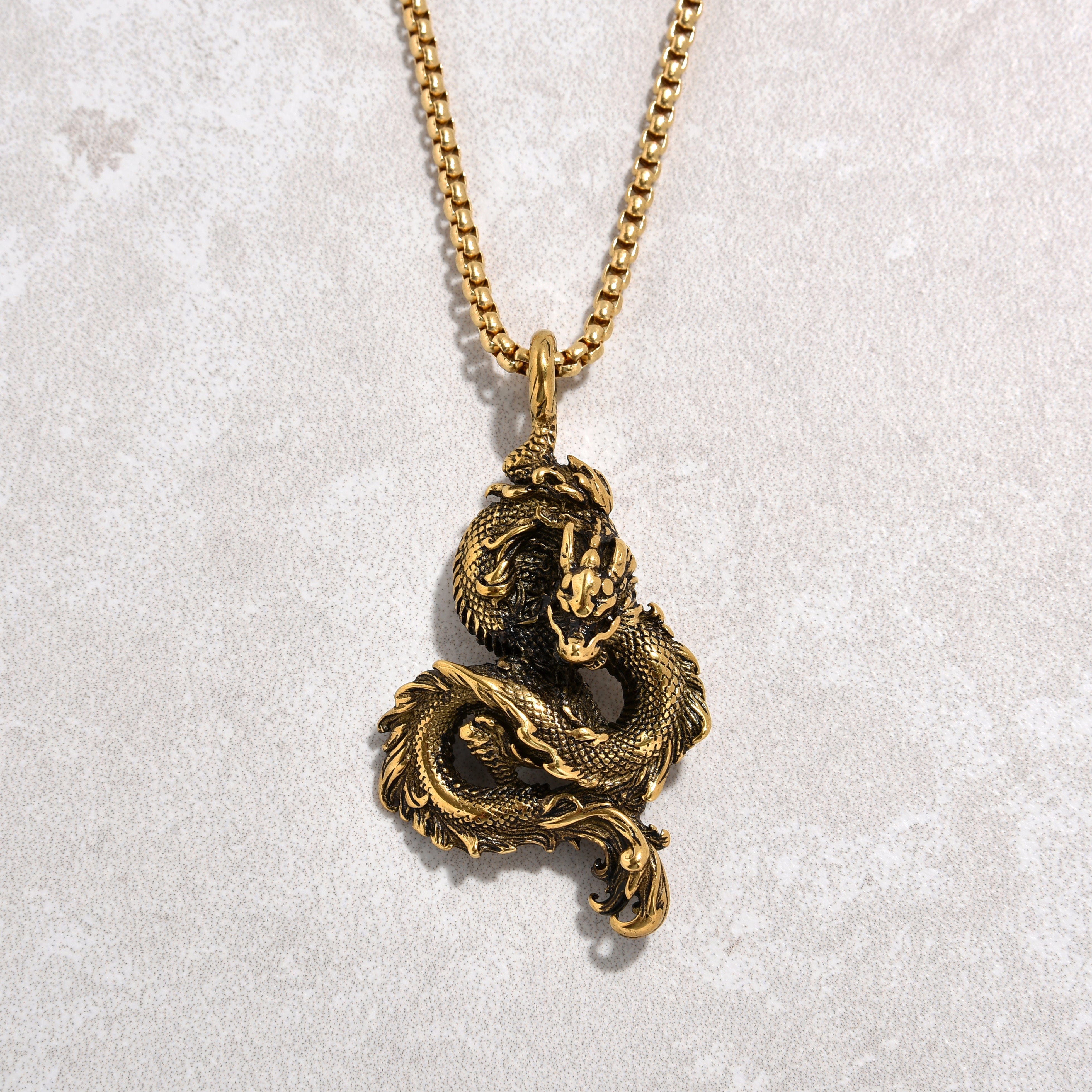 Kalifano Steel Hearts Jewelry Gold Dragon Steel Hearts Necklace SHN516-G