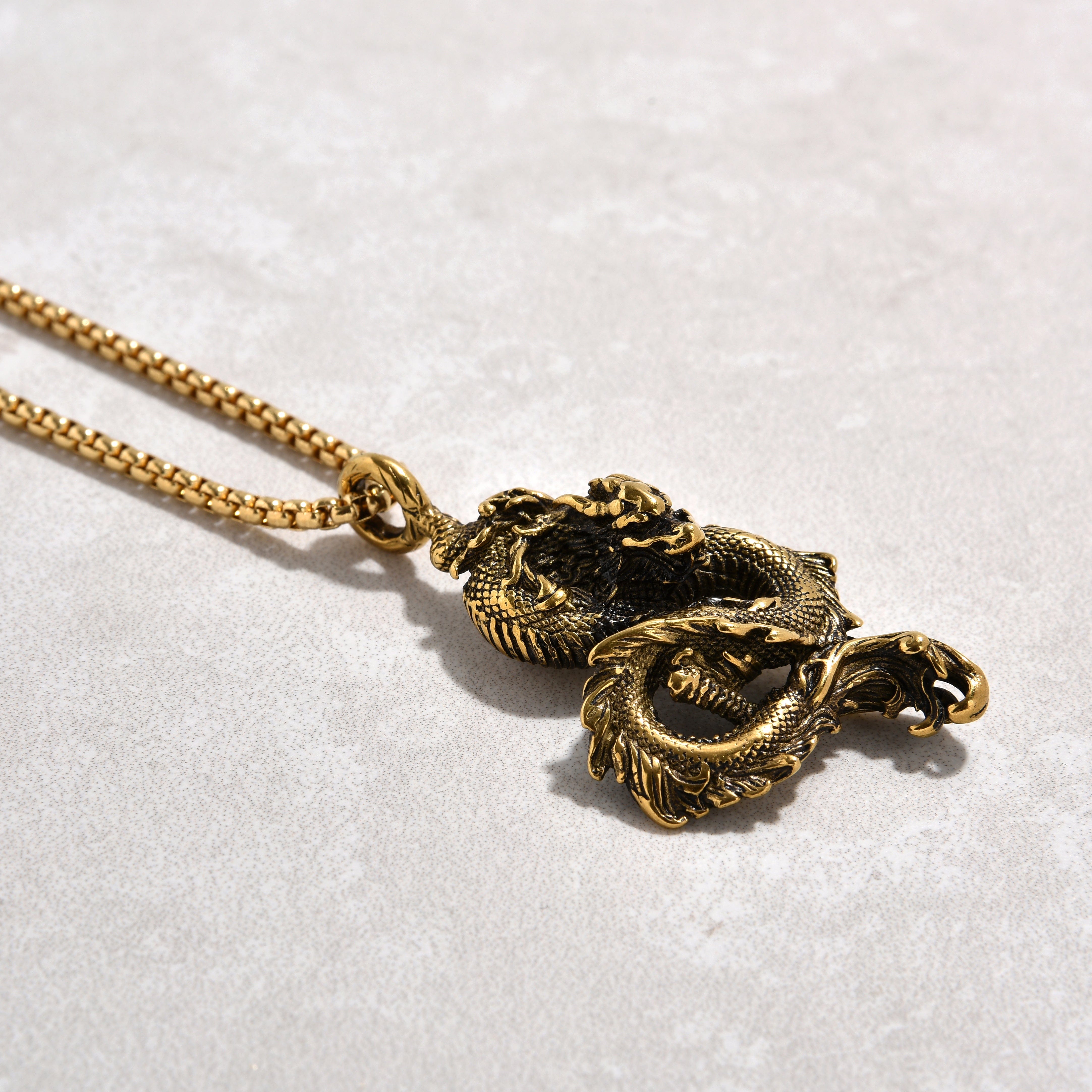 Kalifano Steel Hearts Jewelry Gold Dragon Steel Hearts Necklace SHN516-G