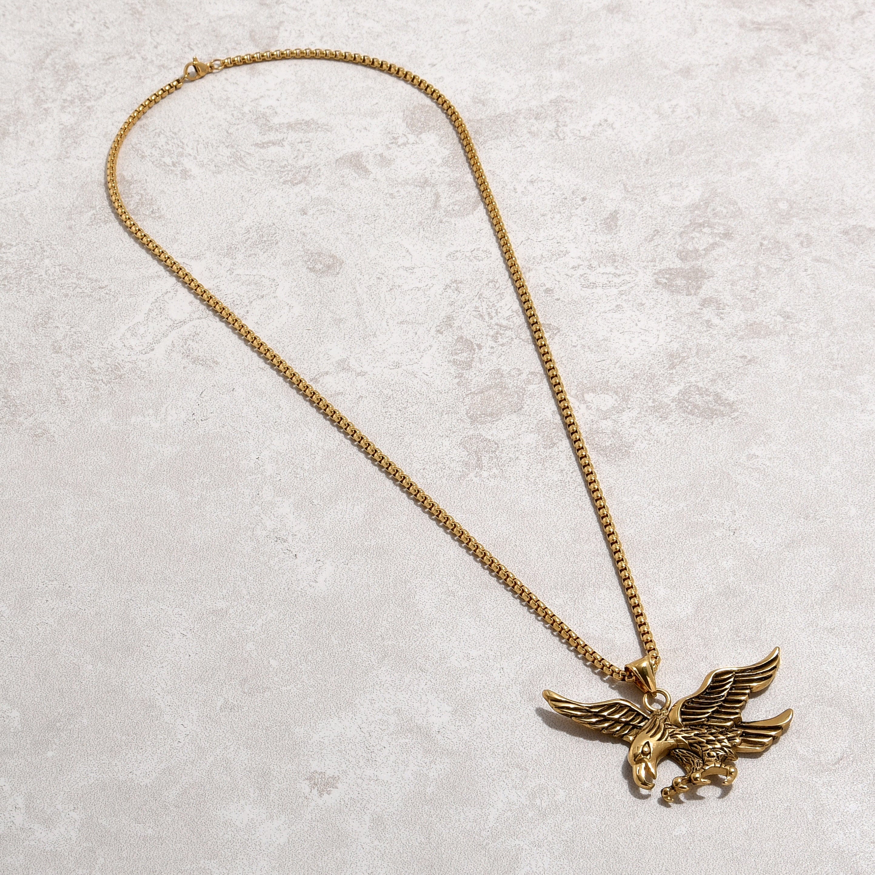 Kalifano Steel Hearts Jewelry Gold Eagle Steel Hearts Necklace SHN508-G