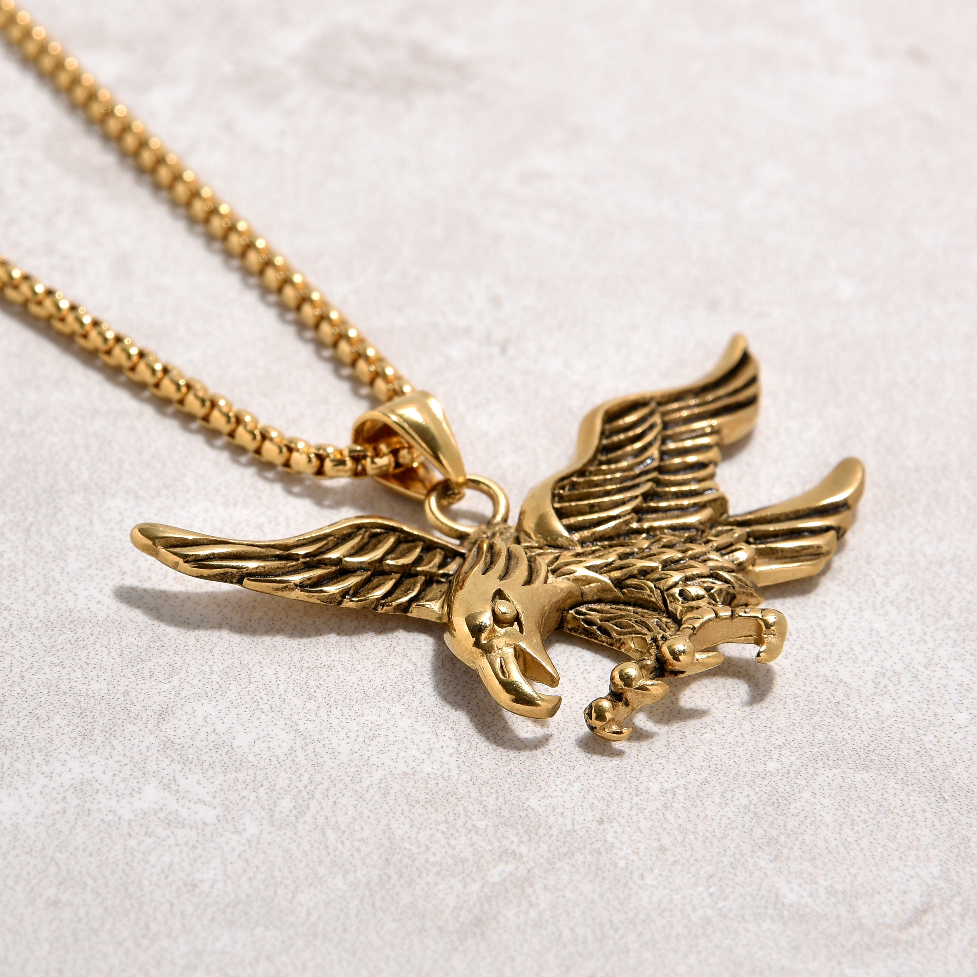 Kalifano Steel Hearts Jewelry Gold Eagle Steel Hearts Necklace SHN508-G