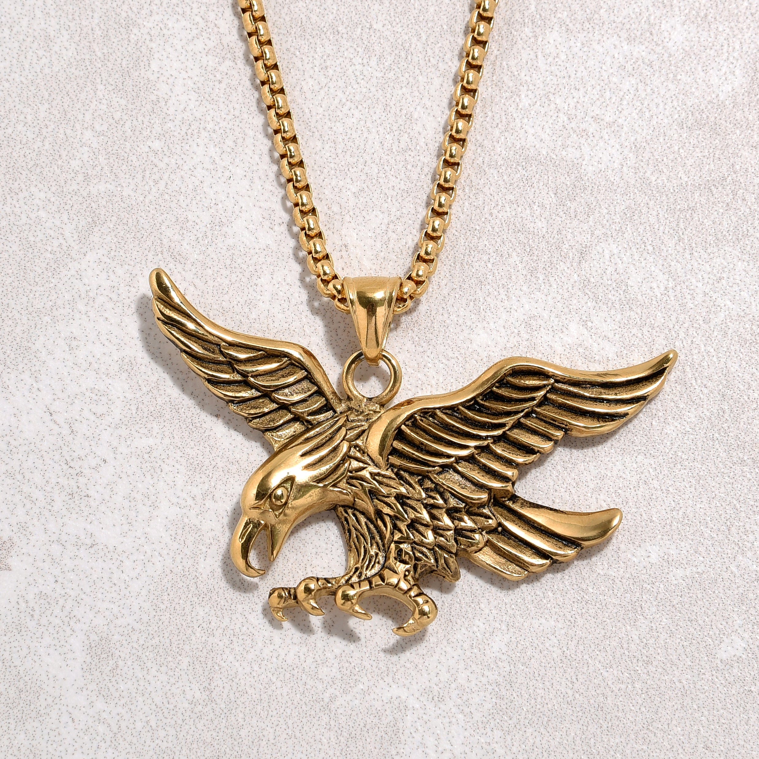 Kalifano Steel Hearts Jewelry Gold Eagle Steel Hearts Necklace SHN508-G