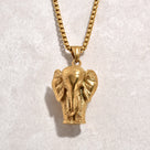 Gold Elephant Steel Hearts Necklace