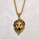 Gold Lion Steel Hearts Necklace